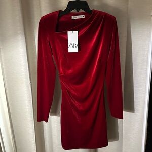 Zara Red Velvet Dress